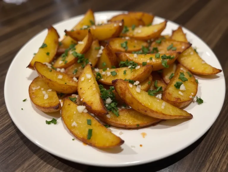 Crispy Garlic Butter Potato Wedges