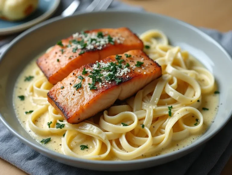 Tuscan Salmon Fettuccine Alfredo
