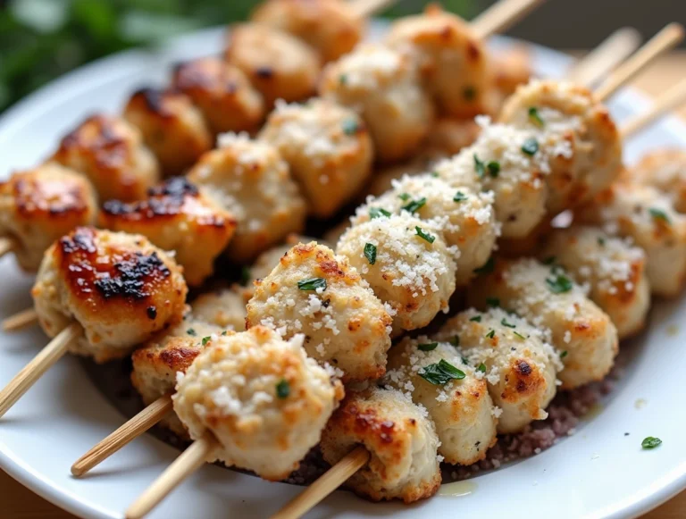 Air Fryer Garlic Parmesan Chicken Skewers